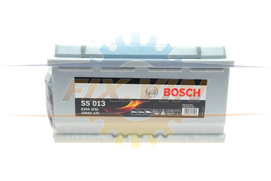 Акумулятор 100Ah-12v (S5013) (353x175x190),R,EN830 BOSCH 0 092 S50 130 (фото 1)