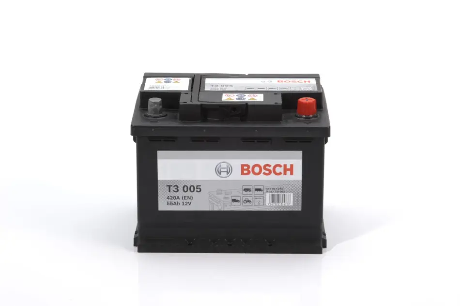 Батарея аккумуляторная Bosch T3 005 12В 55Ач 420A(EN) R+ BOSCH 0092T30050 (фото 1)