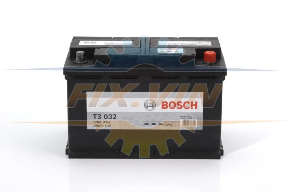 Акумулятор 100Ah-12v (T3032) (315x175x210),R,EN720 Срок гарантии 12 месяцев BOSCH 0092T30320 (фото 1)