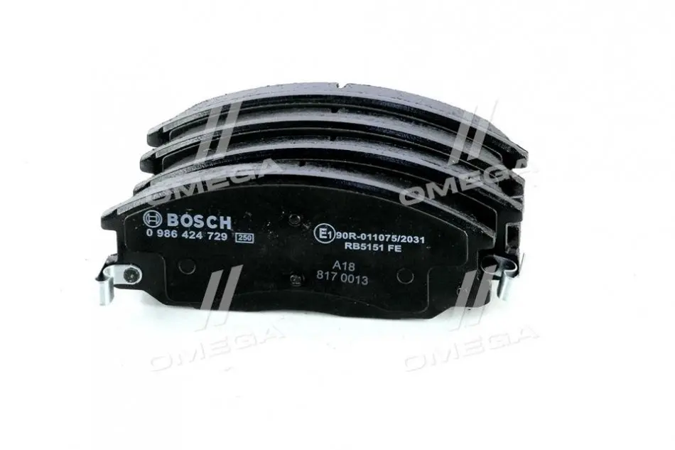 ГАЛЬМІВНІ КОЛОДКИ, ДИСКОВІ BOSCH 0 986 424 729 (фото 1)