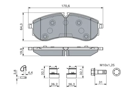 Комплект гальмівних колодок BOSCH 0986460115