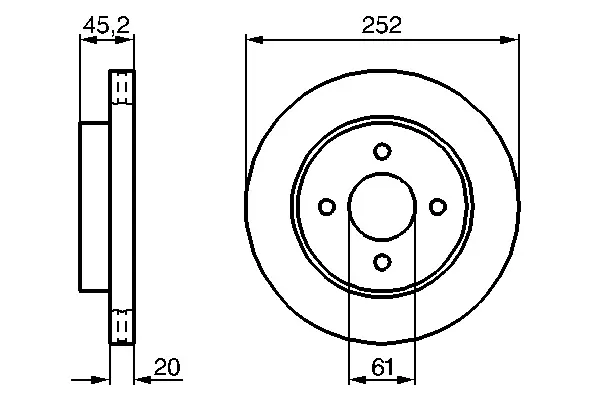 Диск гальмівний NISSAN Almera N15 \'\'R \'\'95-00 BOSCH 0986479238 (фото 1)