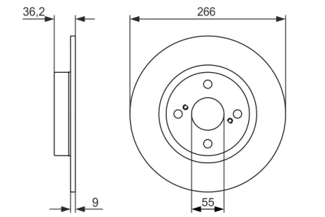 Диск гальмівний задн Лів/Прав TOYOTA CARIBE, COROLLA, COROLLA/KOMBI, SPRINTER CARIB 1.4-2.0D 05.92-08.03 BOSCH 0986479335