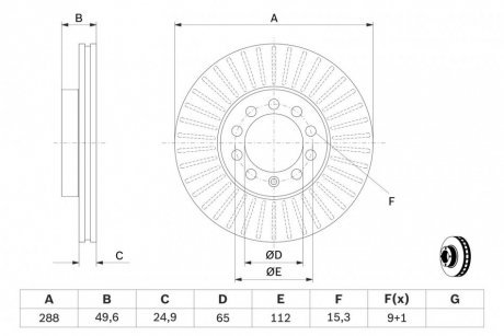 Диск тормозной SEAT TOLEDO, SKODA YETI, VW GOLF VI передн. вент. BOSCH 0 986 479 939 (фото 1)