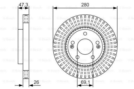 Диск гальмівний HYUNDAI Sonata \'\'F \'\'\'10>> BOSCH 0986479U10