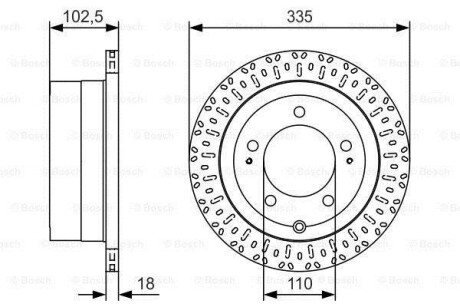 Диск гальмівний TOYOTA Land Cruiser J6/J7/J10 \'\'R \'\'98-07 PR2 BOSCH 0986479U32