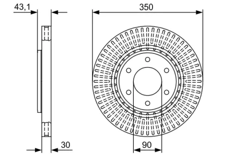 Диск гальмівний NISSAN/INFINITI Armada/Titan/QX56 \'\'F \'\'5,6 \'\'03-10 - кр. 1 шт BOSCH 0986479V51