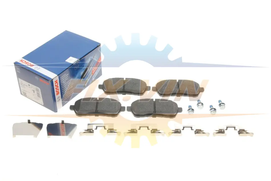 Колодки гальмівні (передні) Ford Fiesta 08-/Mazda 2 07-15 (з прижимною пластиною) BOSCH 0 986 494 652 (фото 1)