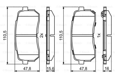 Гальмівні колодки дискові KIA Sorento \'\'R \'\'14>> BOSCH 0986494828