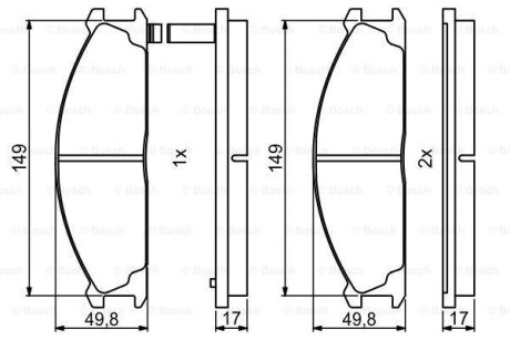 Колодки гальмівні дискові (комплект 4 шт) BOSCH 0986494848