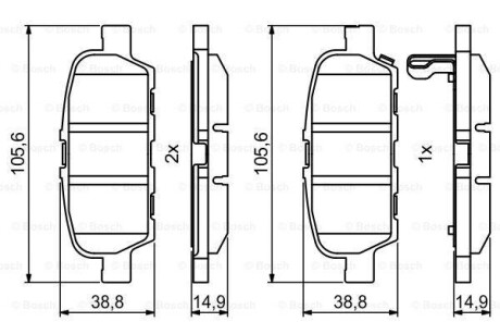 Колодки гальмівні NISSAN Murano/Qashqai/X-Trail/Teana/Tiida "R "07>> BOSCH 0986494857