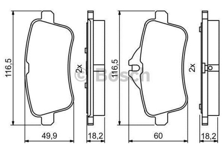 Колодки гальмівні дискові - заміна на 0986494783 BOSCH 0986495403 (фото 1)