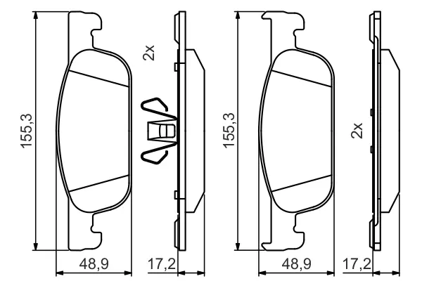 Колодки торм диск передн к-т premium2 BOSCH 0986495424 (фото 1)