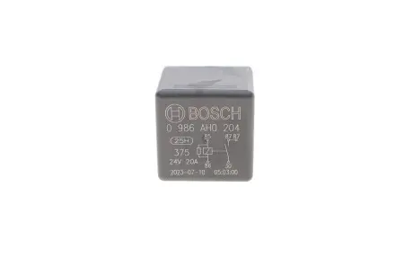 Реле (24V, 20A, з резистором подвійний конектор 87) BOSCH 0986AH0204