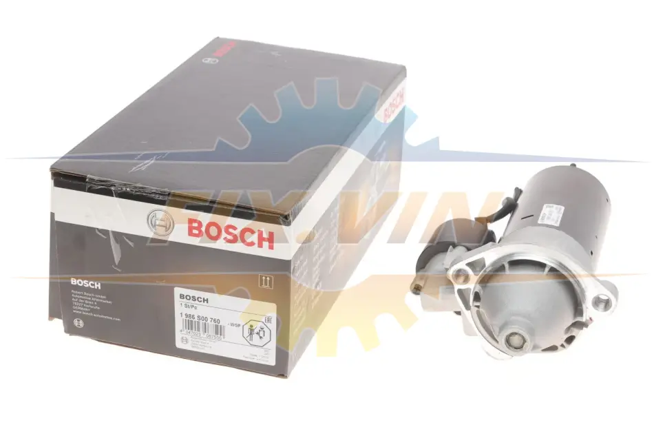 Стартер (12В, 1,8кВт, новий) AUDI 80 B3, 80 B4, 90 B3, A4 B5, A4 B6, A4 B7, A6 C4, A6 C5, CABRIOLET B3 SKODA SUPERB I VW GOLF I, GOLF II, JETTA II, PASSAT B3/B4, PASSAT B5 1.6D-3.0 08.80-06.08 BOSCH 1986S00760 (фото 1)