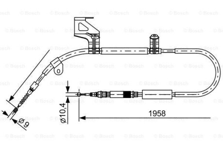 Гальмівний трос 1958mm AUDI A6 \&#039;\&#039;RL \&#039;\&#039;97-04 BOSCH 1987477603 (фото 1)