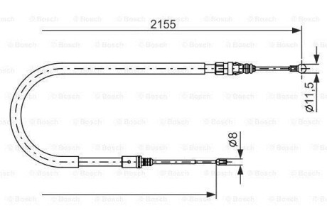 Гальмівний трос 2155mm PEUGEOT 407 \&#039;\&#039;R BOSCH 1987477994 (фото 1)