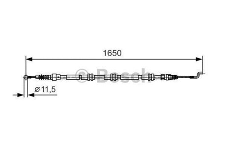 Гальмівний трос 1650mm VW T5 4Motion \'\'RL-RR \'\'2,5-3,2 \'\'04-09 BOSCH 1987482016