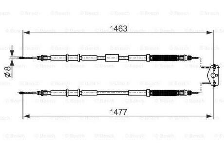 Трос ручника Opel Corsa 06- (1463/1477mm) BOSCH 1987482283