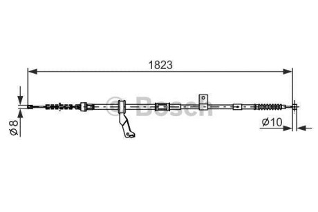 Гальмівний трос 1823mm TOYOTA Avensis T25 \&#039;\&#039;RR BOSCH 1987482297 (фото 1)