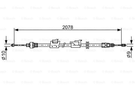 Трос ручника (L) Ford Mondeo/Galaxy 06-15 (L=2078) BOSCH 1 987 482 706 (фото 1)