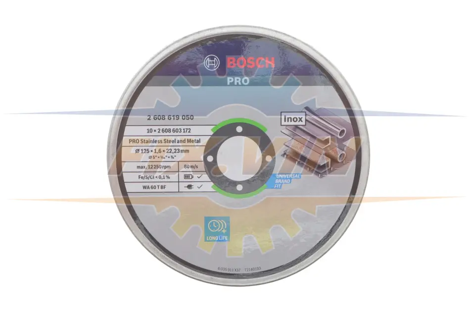 Круг відрізний (К-кт 10 шт) 125x1,6x22,23 мм PRO Stainless Steel and Metal Cutting Disc BOSCH 2608619050 (фото 1)