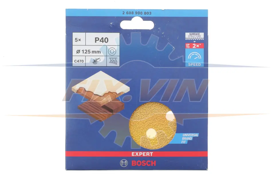 Шліфувальний папір EXPERT P40 Ø125 мм (5шт) BOSCH 2608900803 (фото 1)