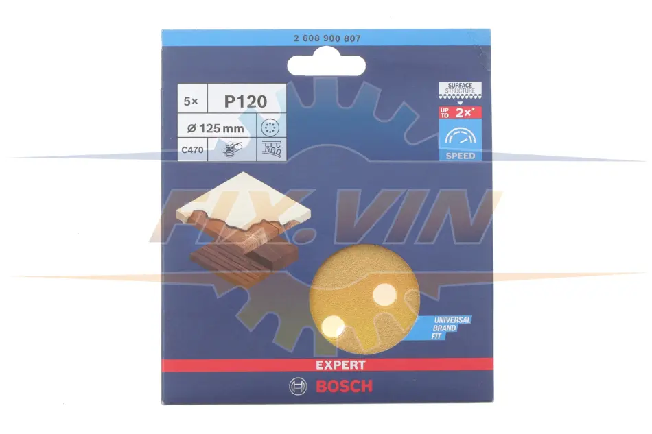 Шліфувальний папір EXPERT P120 Ø125 мм (5шт) BOSCH 2608900807 (фото 1)