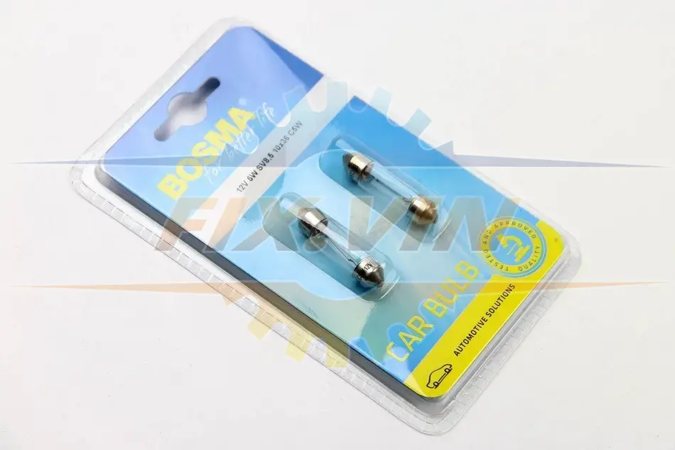 Автолампа SV8,5 12V 5W 10X36 C5W BLISTER (2 шт) BOSMA 1680B (фото 1)
