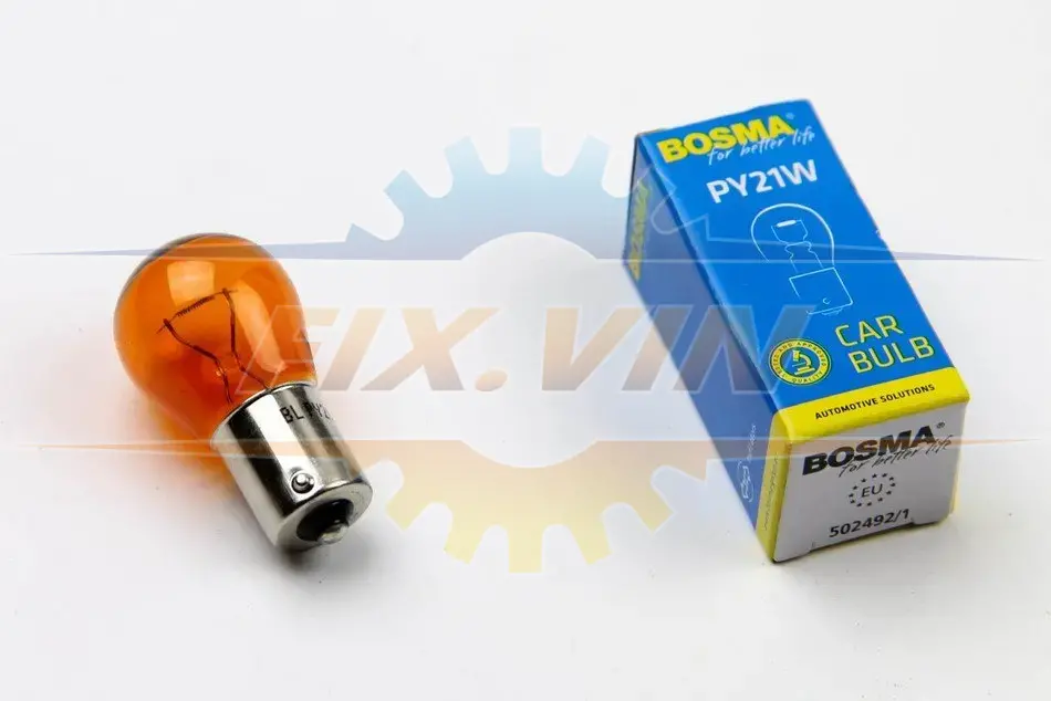 Автолампа BAU15S 24V 21W PY21W Янтарний в коробці 1шт BOSMA 3493S (фото 1)