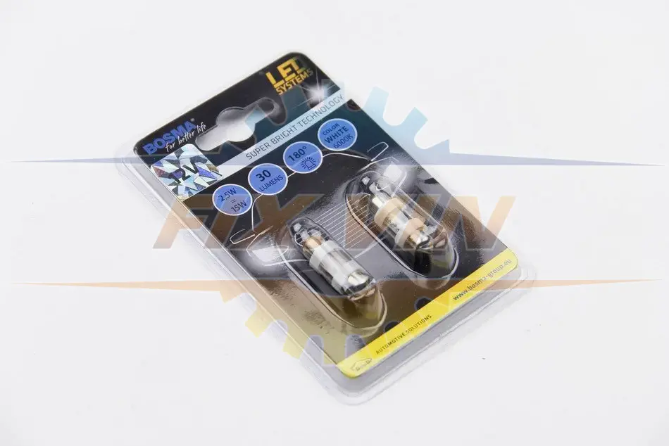 Автолампа SV8,5 LED 12V 2XSMD 5050 LED WHITE 10X31 (2 шт) BOSMA 3710 (фото 1)