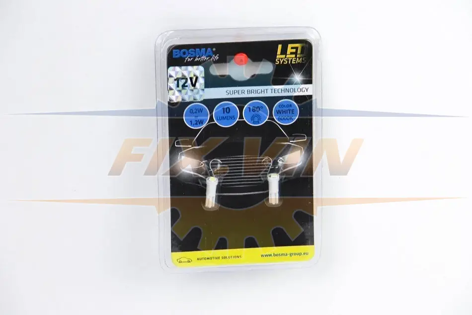 Автолампа T05 LED 12V 1xSMD 3528 LED WHITE (2 шт) BOSMA 3932 (фото 1)