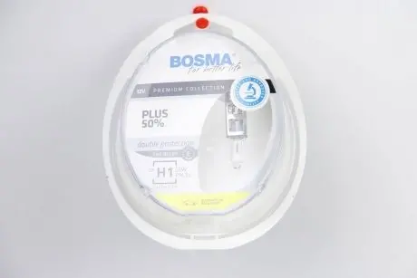 Автолампа H1 PLUS 50% 12V 55W P14,5S Упаковка 2шт BOSMA 4070