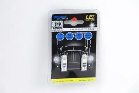 Автолампа T10 LED 24V 3XSMD 5050 LED WHITE DOUBLE POLARITY CANBUS (2 шт) BOSMA 4151