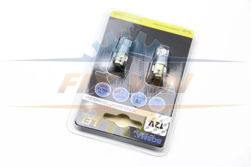 Автолампа T10 LED 12V 5XSMD 5050 LED WHITE (2 шт) BOSMA 4182 (фото 1)
