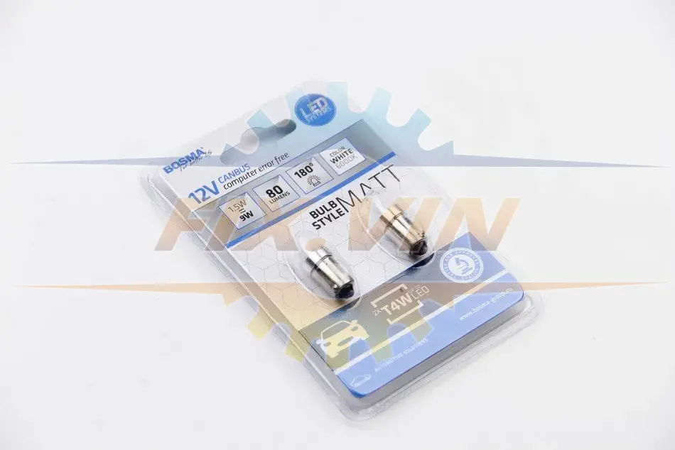 Автолампа BA9S LED 12V 2xSMD 2835 LED WHITE MAT (2 шт) BOSMA 5103 (фото 1)