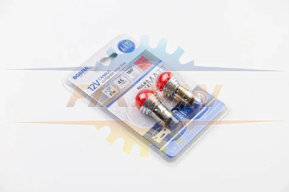 Автолампа BAU15S BULB 12V 9xLED SMD2835 RED MAT BULB STYLE CANBUS (2 шт) BOSMA 5332 (фото 1)