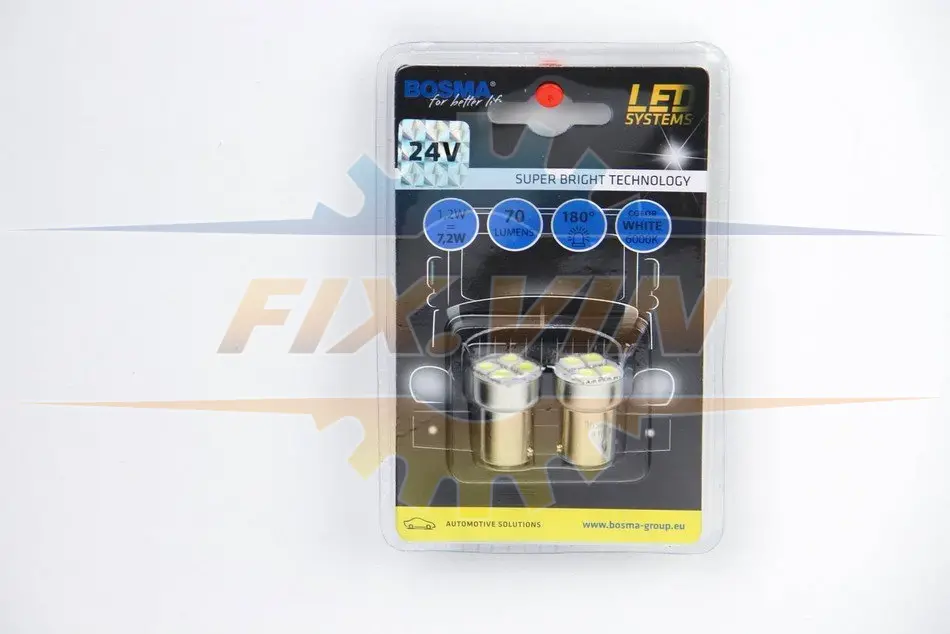 Автолампа BA15S LED 24V 4XSMD 5050 LED WHITE (2 шт) BOSMA 5417 (фото 1)
