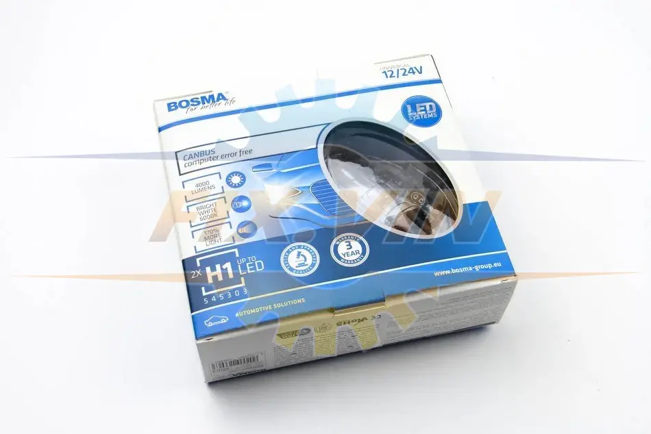 Автолампа H1 LED 12/24V 4000LM P14,5S CANBUS (2 шт) BOSMA 6063 (фото 1)