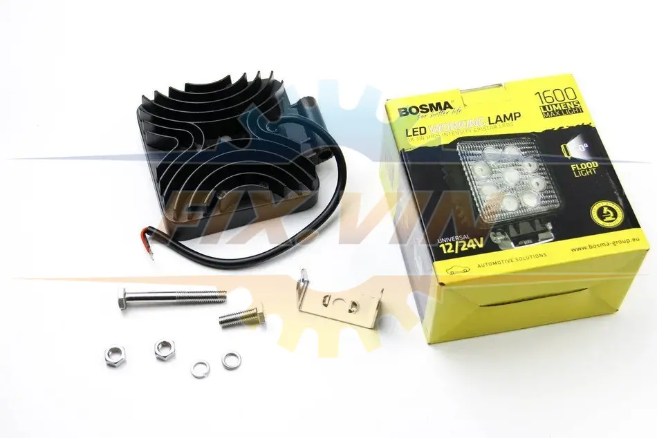 Фара додатк.WORK LED LAMP 12/24V 9XLED EPISTAR 3W 1600 LM 60° квадратна (1 шт) BOSMA 6100 (фото 1)