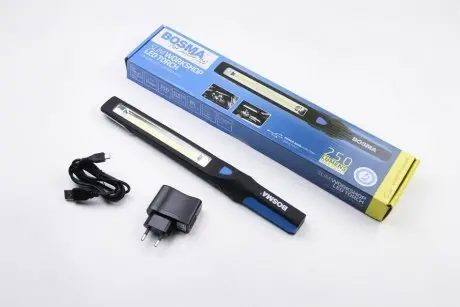 Ліхтарик LED SLIM TORCH 250Lm 3W COB LED + 2 x SMD 3030 BOSMA 6162