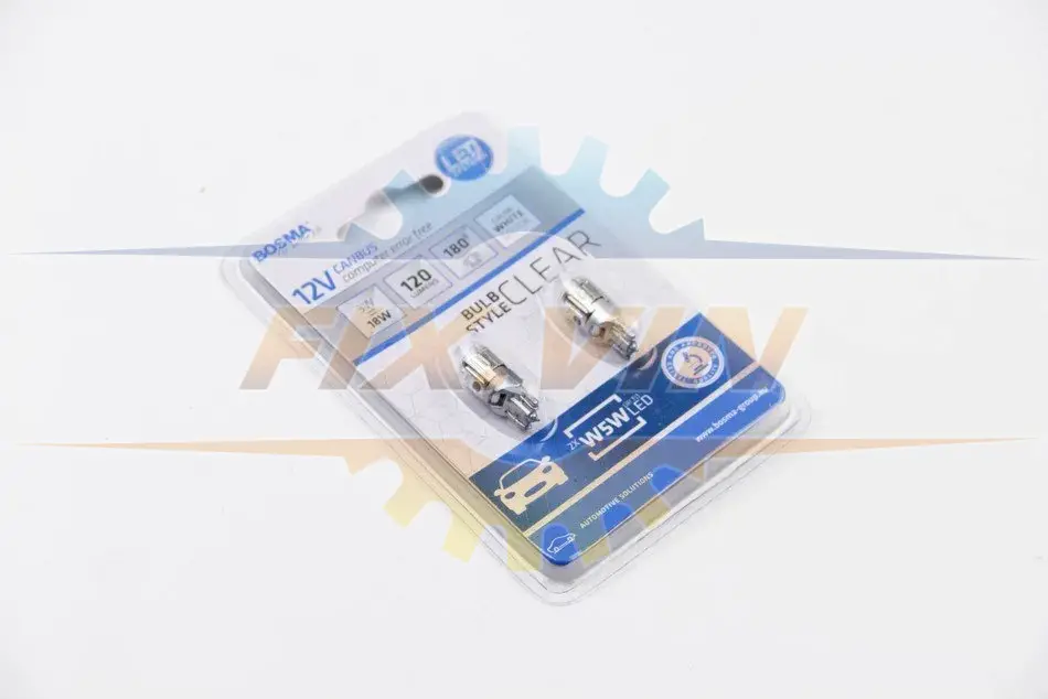 Автолампа T10 12V 1xLED CREE2525 WHITE 6000K CLEAR BULB STYLE DOUBLE POLARITY CANBUS (2 шт) BOSMA 6537 (фото 1)