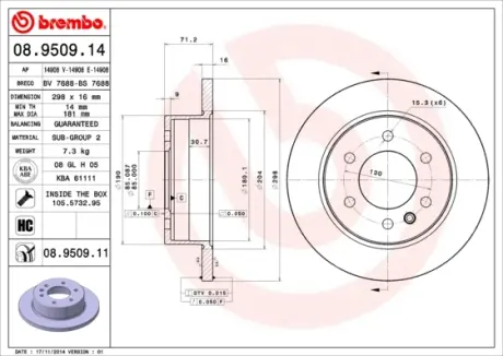 Гальмівний диск BREMBO 08.9509.14