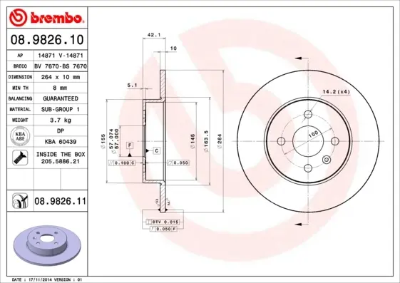 Гальмівний диск BREMBO 08982611 (фото 1)