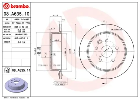 Гальмівний диск BREMBO 08.A635.11