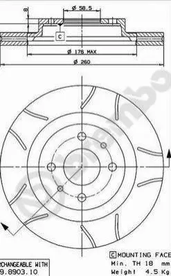 Гальмівний диск вентильований BREMBO 09.8903.75 (фото 1)