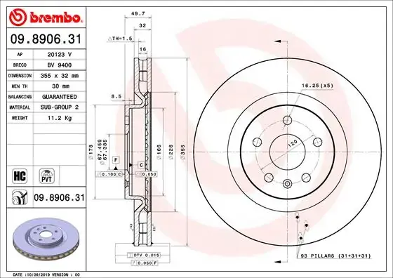 Гальмівний диск BREMBO 09890631 (фото 1)