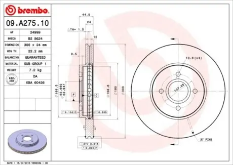 Гальмівний диск BREMBO 09.A275.10