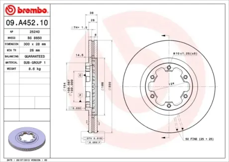 Гальмівний диск BREMBO 09.A452.10