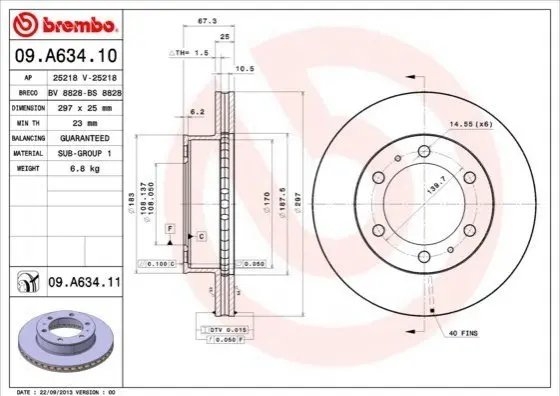 Гальмівний диск BREMBO 09.A634.10 (фото 1)
